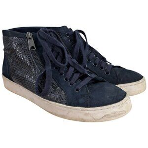 Vionic Torri High Top Leather Blue Reptile Sneakers Shoes Size 39 US 8 Comfort